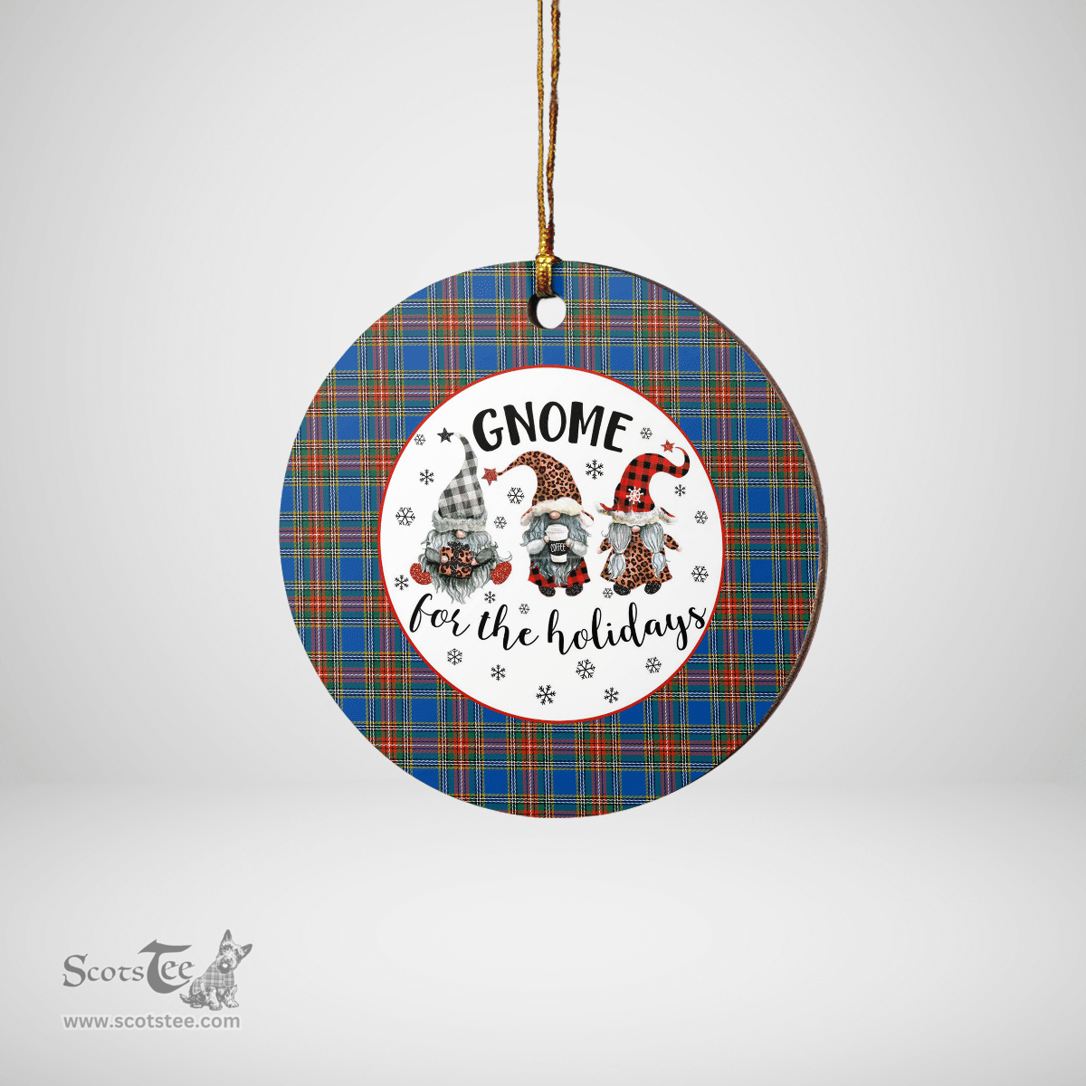 Scottish MacBeth Ancient Clan Tartan Ceramic Ornament - Gnome Round Style Scottish Plaid Tartan Plaid