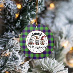 Scottish Colville Clan Tartan Ceramic Ornament - Gnome Round Style Scottish Plaid Tartan Plaid