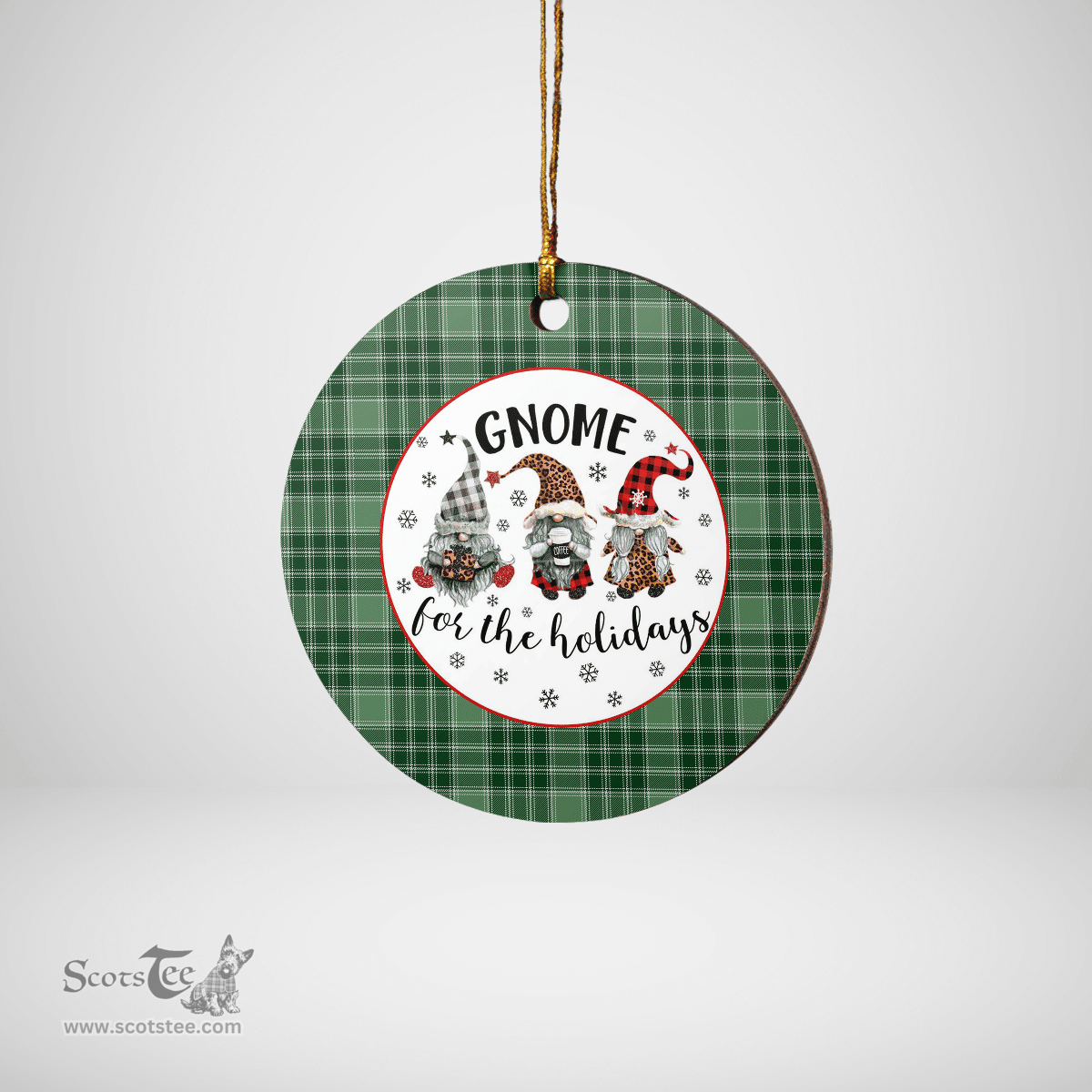 Scottish MacDonald Lord of the Isles Hunting Clan Tartan Ceramic Ornament - Gnome Round Style Scottish Plaid Tartan Plaid