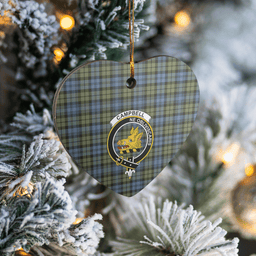 Scottish Campbell Faded Clan Tartan Ceramic Ornament - Crest Heart Style Scottish Plaid Tartan Plaid