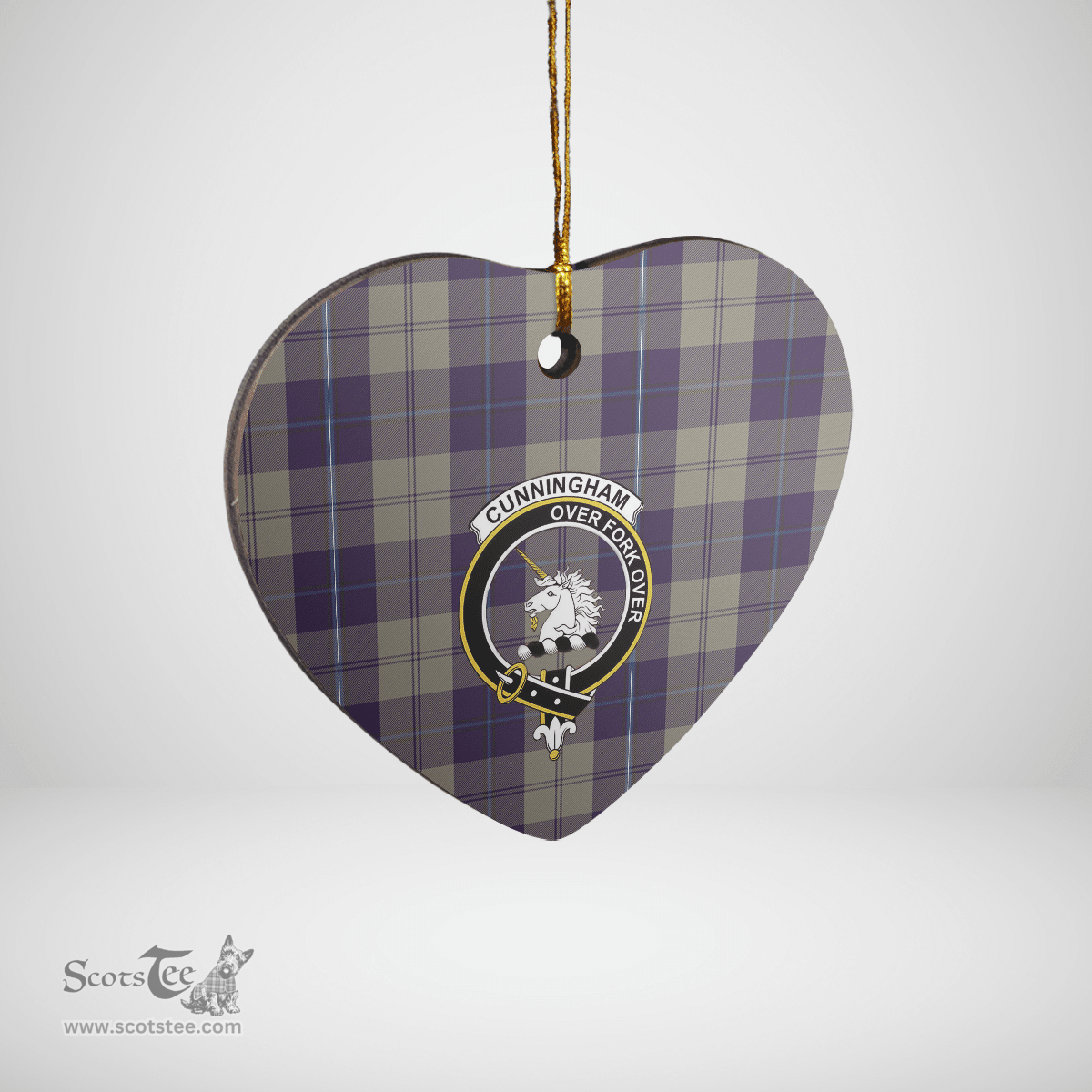 Scottish Cunningham Dress Blue Dancers Clan Tartan Ceramic Ornament - Crest Heart Style Scottish Plaid Tartan Plaid