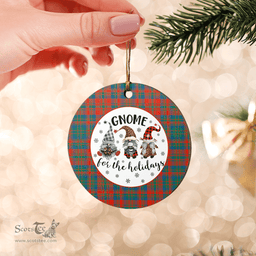 Scottish Matheson Ancient Clan Tartan Ceramic Ornament - Gnome Round Style Scottish Plaid Tartan Plaid