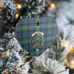 Scottish Davidson of Tulloch Clan Tartan Ceramic Ornament - Crest Heart Style Scottish Plaid Tartan Plaid