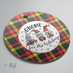 Scottish Buchanan Modern Clan Tartan Ceramic Ornament - Gnome Round Style Scottish Plaid Tartan Plaid