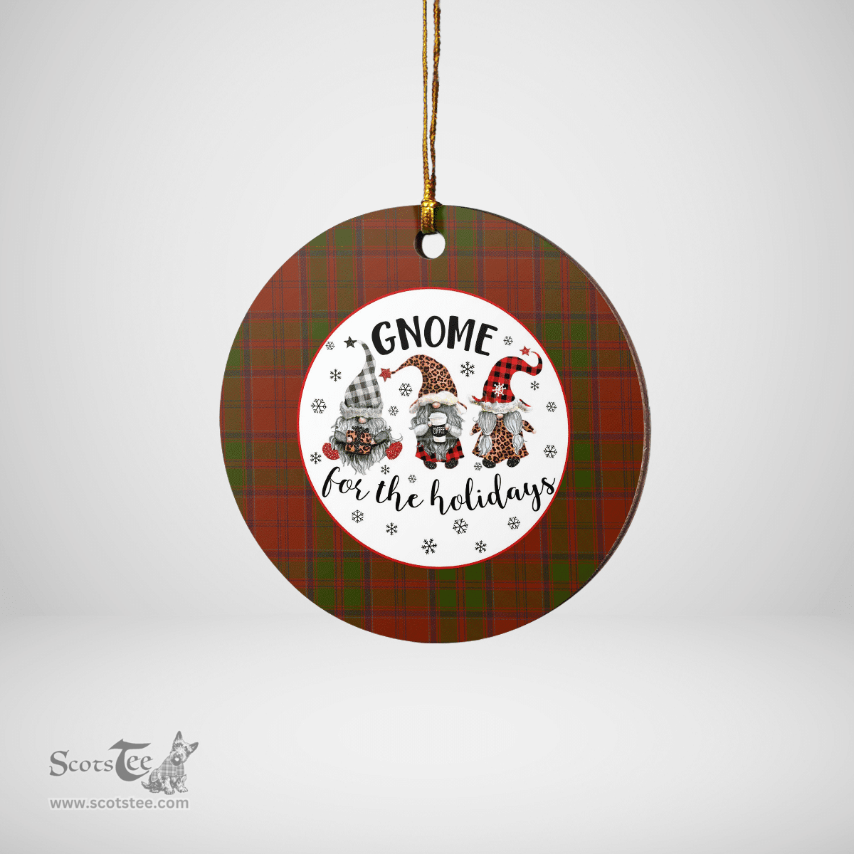 Scottish Drummond Clan Tartan Ceramic Ornament - Gnome Round Style Scottish Plaid Tartan Plaid