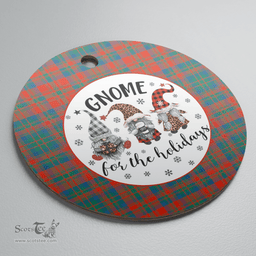 Scottish Matheson Ancient Clan Tartan Ceramic Ornament - Gnome Round Style Scottish Plaid Tartan Plaid