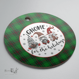 Scottish Halkerston Clan Tartan Ceramic Ornament - Gnome Round Style Scottish Plaid Tartan Plaid