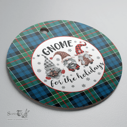 Scottish Colquhoun Ancient Clan Tartan Ceramic Ornament - Gnome Round Style Scottish Plaid Tartan Plaid