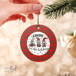 Scottish MacBean Modern Clan Tartan Ceramic Ornament - Gnome Round Style Scottish Plaid Tartan Plaid