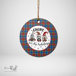 Scottish MacBeth Modern Clan Tartan Ceramic Ornament - Gnome Round Style Scottish Plaid Tartan Plaid
