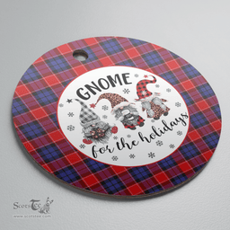 Scottish Haldane 1 Clan Tartan Ceramic Ornament - Gnome Round Style Scottish Plaid Tartan Plaid