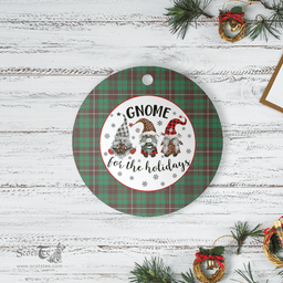 Scottish MacKinnon Hunting Ancient Clan Tartan Ceramic Ornament - Gnome Round Style Scottish Plaid Tartan Plaid