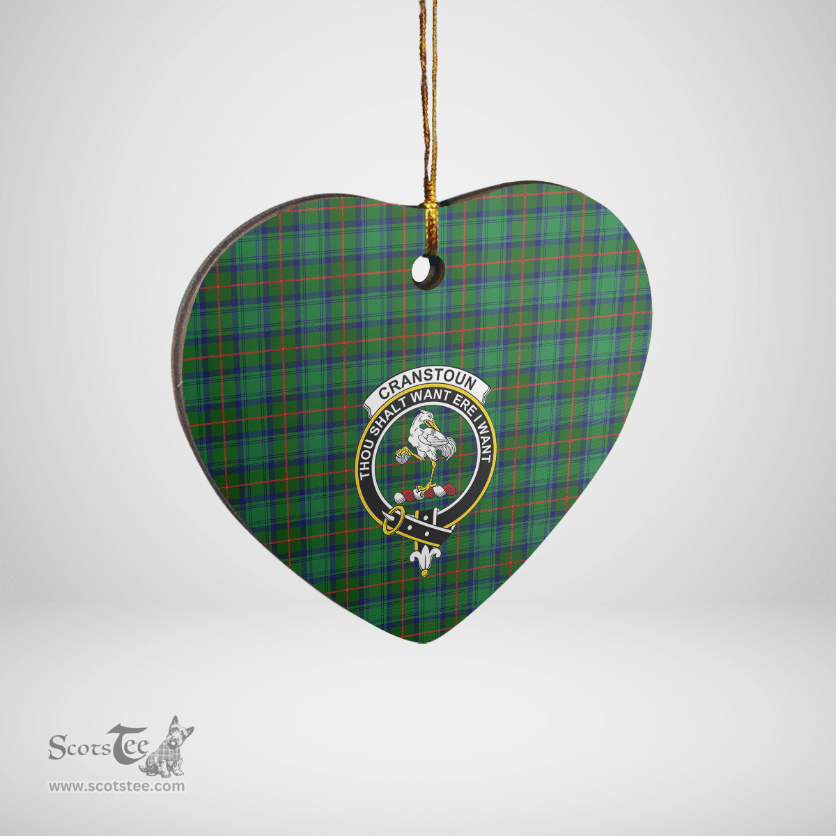 Scottish Cranstoun Clan Tartan Ceramic Ornament - Crest Heart Style Scottish Plaid Tartan Plaid