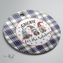 Scottish Hannay Clan Tartan Ceramic Ornament - Gnome Round Style Scottish Plaid Tartan Plaid