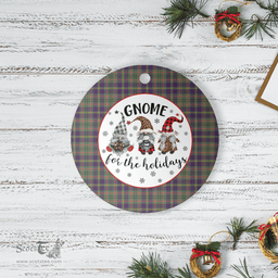 Scottish Taylor Weathered Clan Tartan Ceramic Ornament - Gnome Round Style Scottish Plaid Tartan Plaid