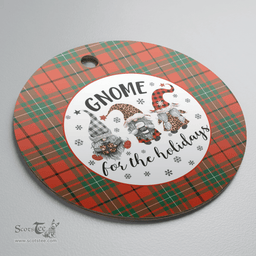 Scottish MacAulay Ancient Clan Tartan Ceramic Ornament - Gnome Round Style Scottish Plaid Tartan Plaid