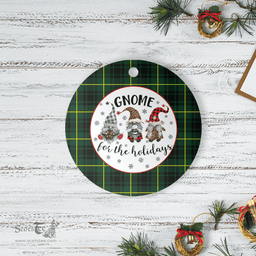 Scottish MacArthur Modern Clan Tartan Ceramic Ornament - Gnome Round Style Scottish Plaid Tartan Plaid
