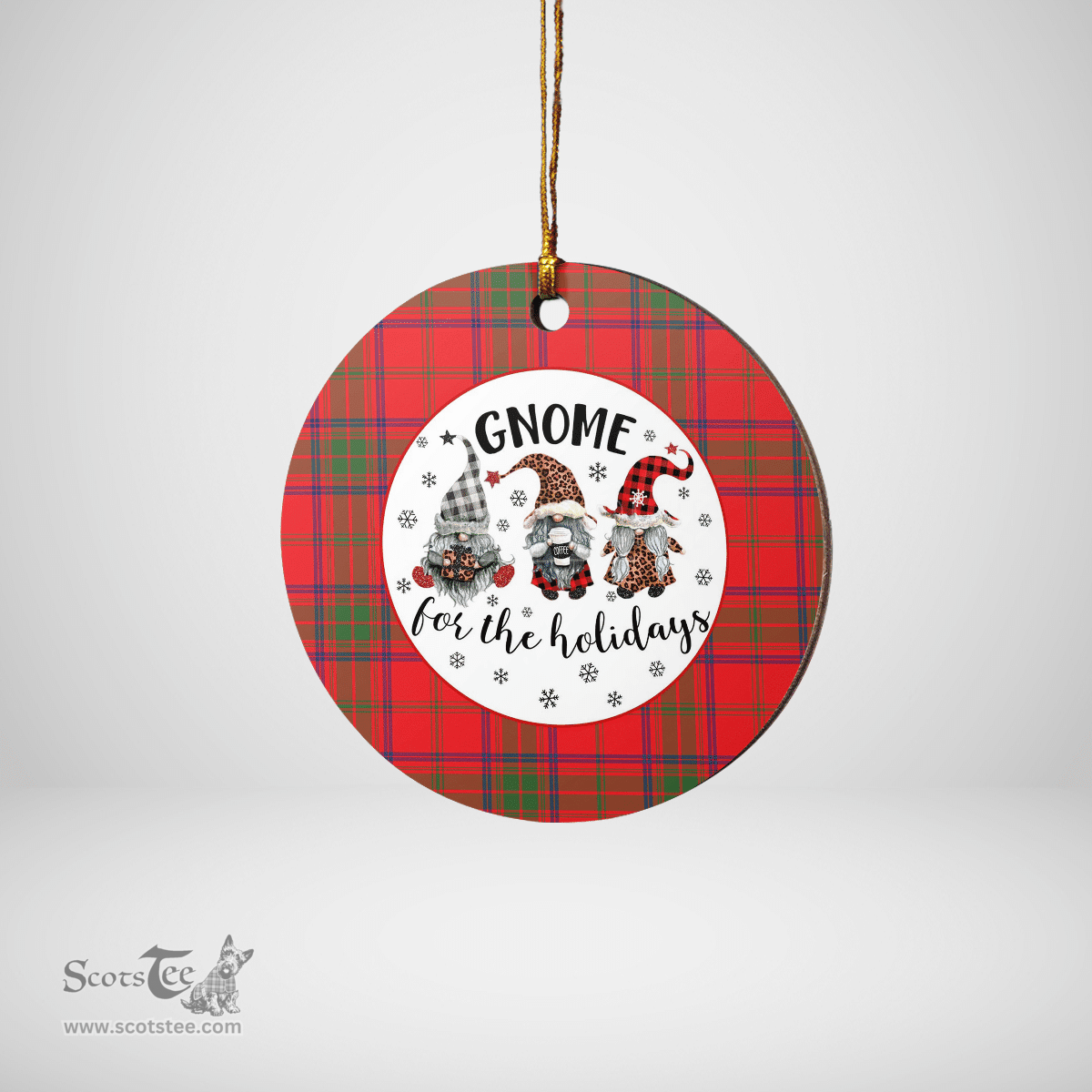 Scottish Ross Modern Clan Tartan Ceramic Ornament - Gnome Round Style Scottish Plaid Tartan Plaid