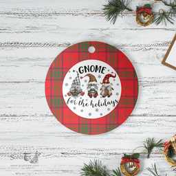 Scottish Ross Modern Clan Tartan Ceramic Ornament - Gnome Round Style Scottish Plaid Tartan Plaid