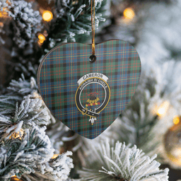 Scottish Cameron of Erracht Ancient Clan Tartan Ceramic Ornament - Crest Heart Style Scottish Plaid Tartan Plaid