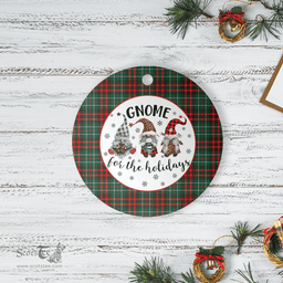 Scottish MacDiarmid Modern Clan Tartan Ceramic Ornament - Gnome Round Style Scottish Plaid Tartan Plaid