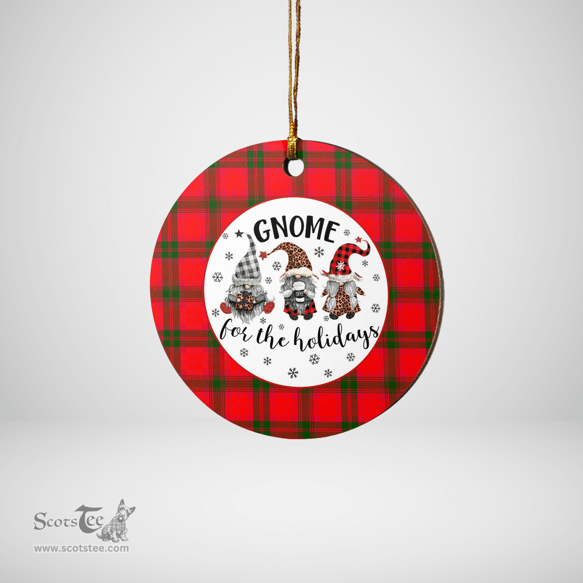 Scottish MacNab Modern Clan Tartan Ceramic Ornament - Gnome Round Style Scottish Plaid Tartan Plaid