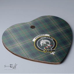 Scottish Kennedy Modern Clan Tartan Ceramic Ornament - Crest Heart Style Scottish Plaid Tartan Plaid