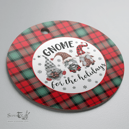 Scottish Kerr Ancient Clan Tartan Ceramic Ornament - Gnome Round Style Scottish Plaid Tartan Plaid