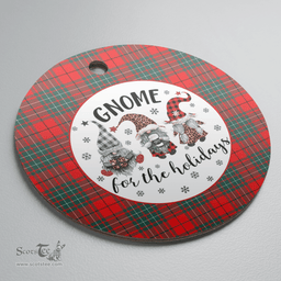 Scottish Cumming Modern Clan Tartan Ceramic Ornament - Gnome Round Style Scottish Plaid Tartan Plaid