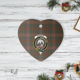 Scottish Kennedy Weathered Clan Tartan Ceramic Ornament - Crest Heart Style Scottish Plaid Tartan Plaid