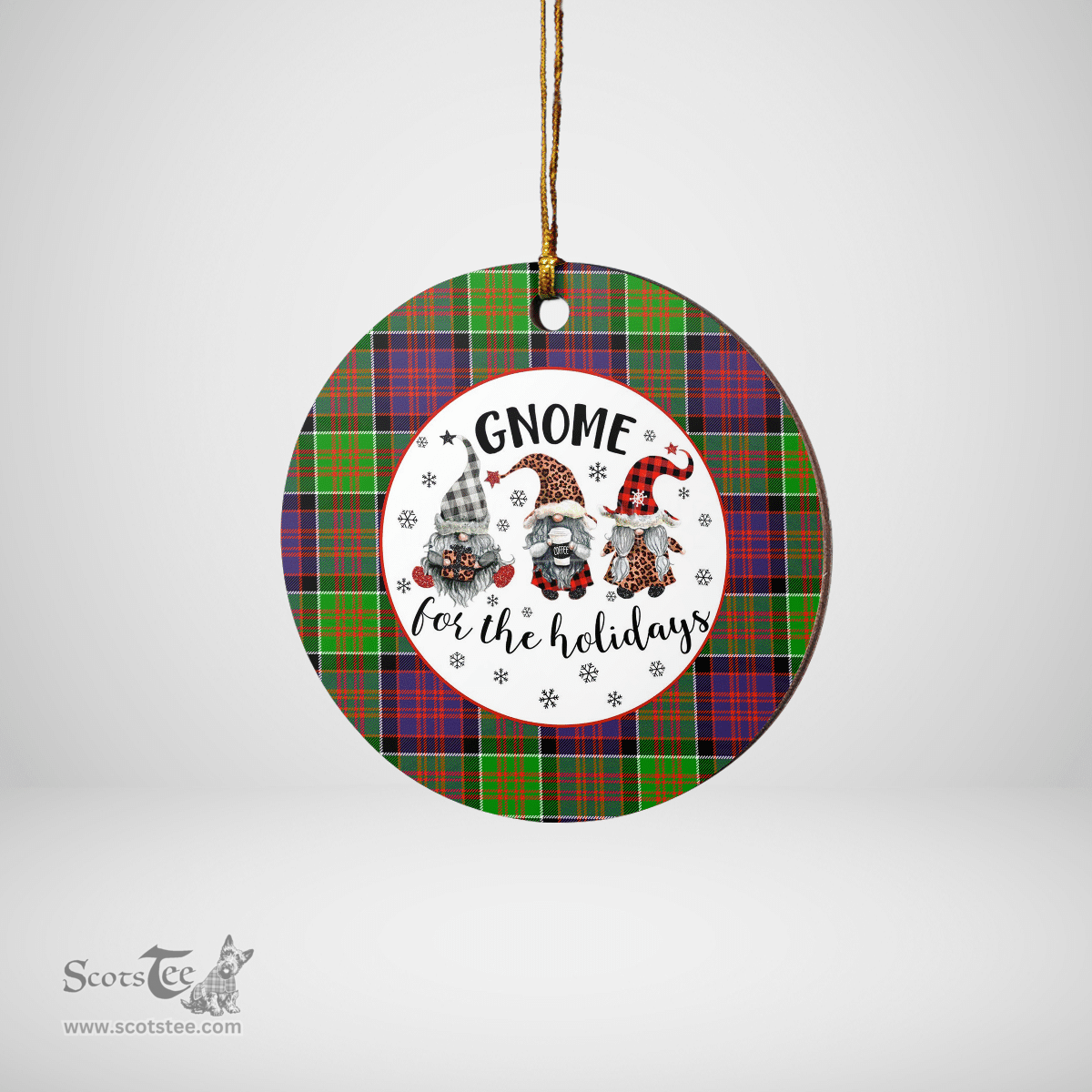 Scottish MacDonald of Clanranald Clan Tartan Ceramic Ornament - Gnome Round Style Scottish Plaid Tartan Plaid