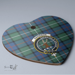 Scottish Davidson of Tulloch Clan Tartan Ceramic Ornament - Crest Heart Style Scottish Plaid Tartan Plaid