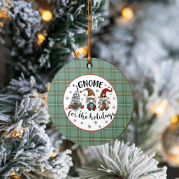 Scottish Kelly Dress Clan Tartan Ceramic Ornament - Gnome Round Style Scottish Plaid Tartan Plaid
