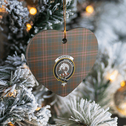Scottish Kennedy Weathered Clan Tartan Ceramic Ornament - Crest Heart Style Scottish Plaid Tartan Plaid