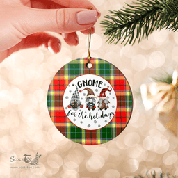 Scottish Gibbs Clan Tartan Ceramic Ornament - Gnome Round Style Scottish Plaid Tartan Plaid