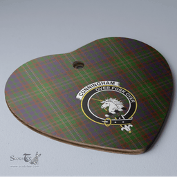Scottish Cunningham Hunting Modern Clan Tartan Ceramic Ornament - Crest Heart Style Scottish Plaid Tartan Plaid