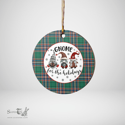 Scottish MacFarlane Hunting Ancient Clan Tartan Ceramic Ornament - Gnome Round Style Scottish Plaid Tartan Plaid