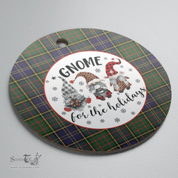 Scottish MacMillan Hunting Modern Clan Tartan Ceramic Ornament - Gnome Round Style Scottish Plaid Tartan Plaid