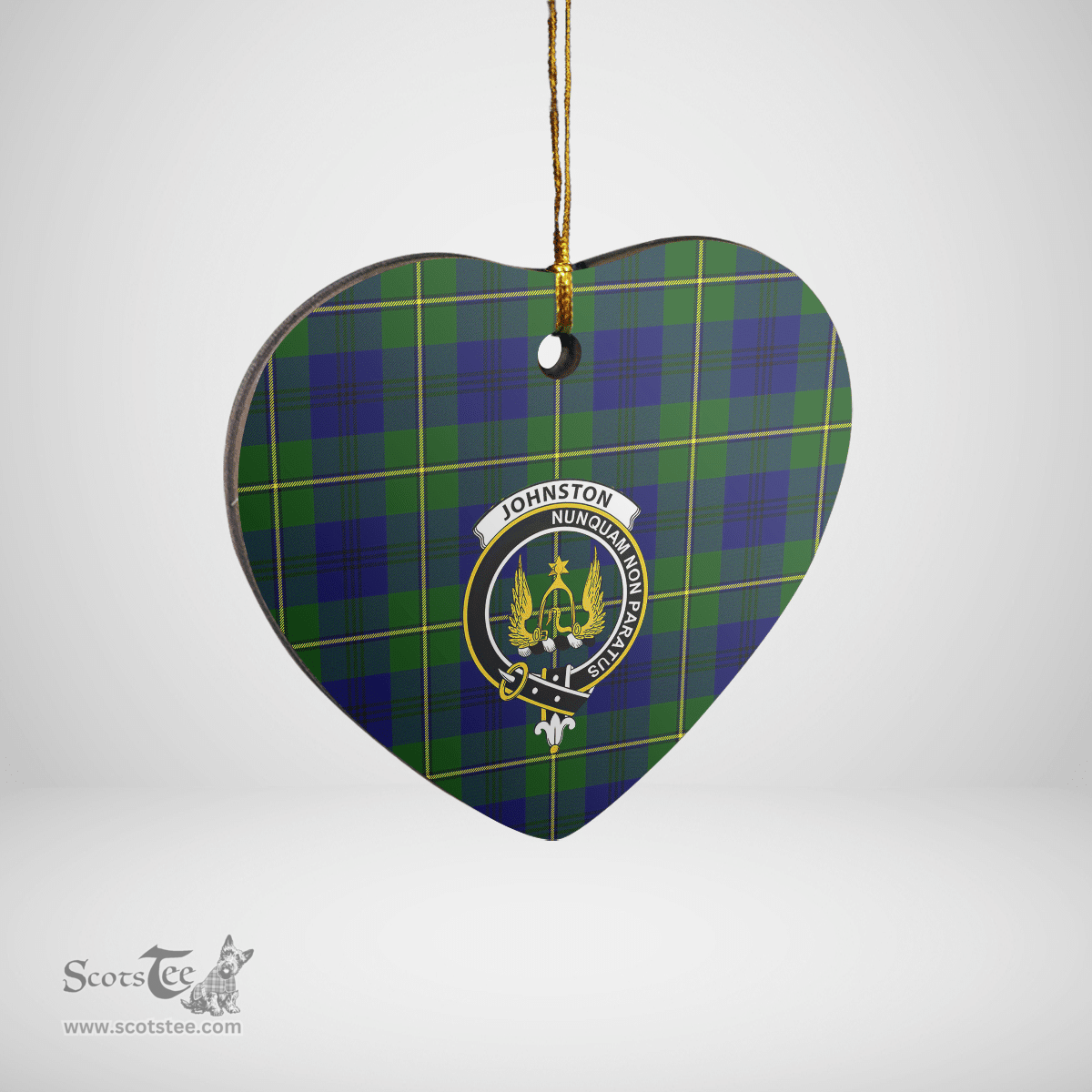 Scottish Johnston Modern Clan Tartan Ceramic Ornament - Crest Heart Style Scottish Plaid Tartan Plaid