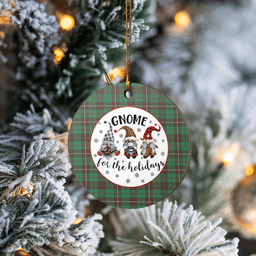 Scottish MacKinnon Hunting Ancient Clan Tartan Ceramic Ornament - Gnome Round Style Scottish Plaid Tartan Plaid