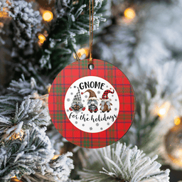 Scottish Ross Modern Clan Tartan Ceramic Ornament - Gnome Round Style Scottish Plaid Tartan Plaid