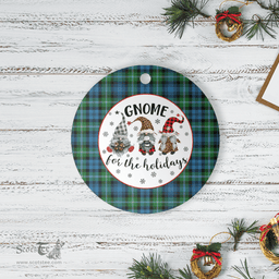 Scottish Lyon Clan Tartan Ceramic Ornament - Gnome Round Style Scottish Plaid Tartan Plaid