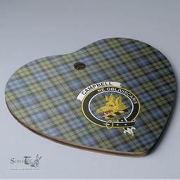 Scottish Campbell Faded Clan Tartan Ceramic Ornament - Crest Heart Style Scottish Plaid Tartan Plaid
