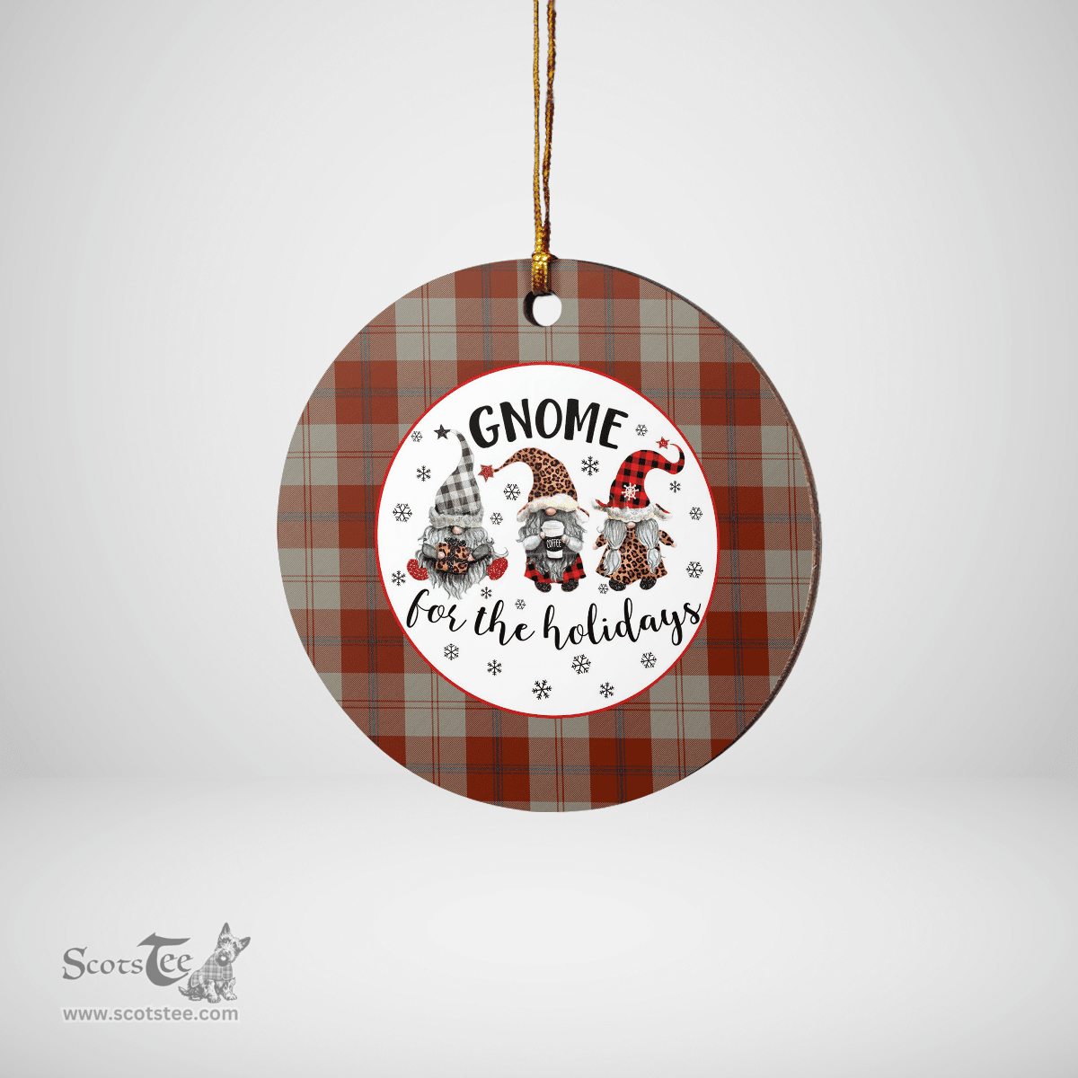 Scottish Davidson Dress Dancers Clan Tartan Ceramic Ornament - Gnome Round Style Scottish Plaid Tartan Plaid
