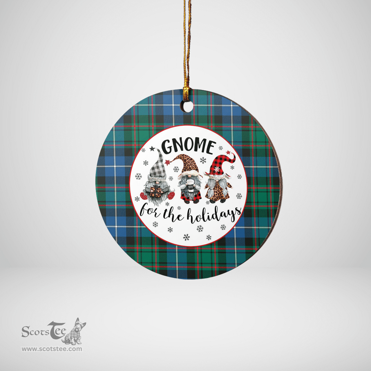 Scottish MacRae Hunting Ancient Clan Tartan Ceramic Ornament - Gnome Round Style Scottish Plaid Tartan Plaid