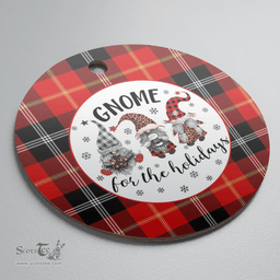 Scottish Marjoribanks Clan Tartan Ceramic Ornament - Gnome Round Style Scottish Plaid Tartan Plaid