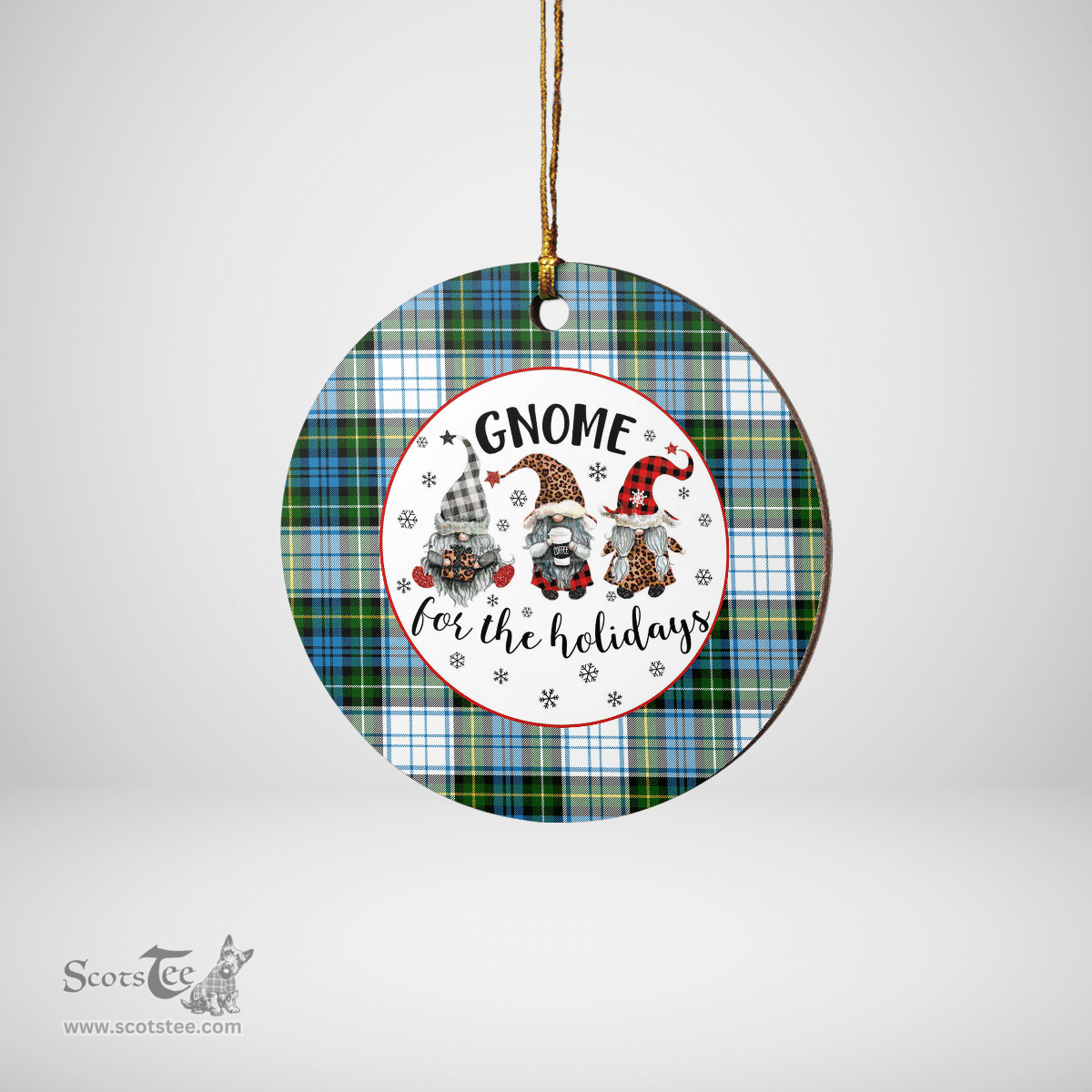 Scottish Campbell Dress Clan Tartan Ceramic Ornament - Gnome Round Style Scottish Plaid Tartan Plaid