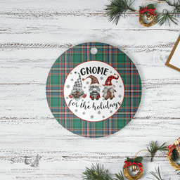 Scottish MacFarlane Hunting Ancient Clan Tartan Ceramic Ornament - Gnome Round Style Scottish Plaid Tartan Plaid