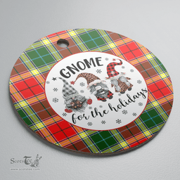 Scottish Gibbs Clan Tartan Ceramic Ornament - Gnome Round Style Scottish Plaid Tartan Plaid