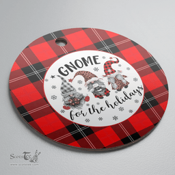 Scottish Ramsay Modern Clan Tartan Ceramic Ornament - Gnome Round Style Scottish Plaid Tartan Plaid